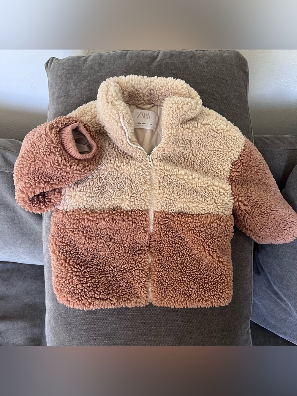 Zara Cream Sherpa-Lined Kids Jacket